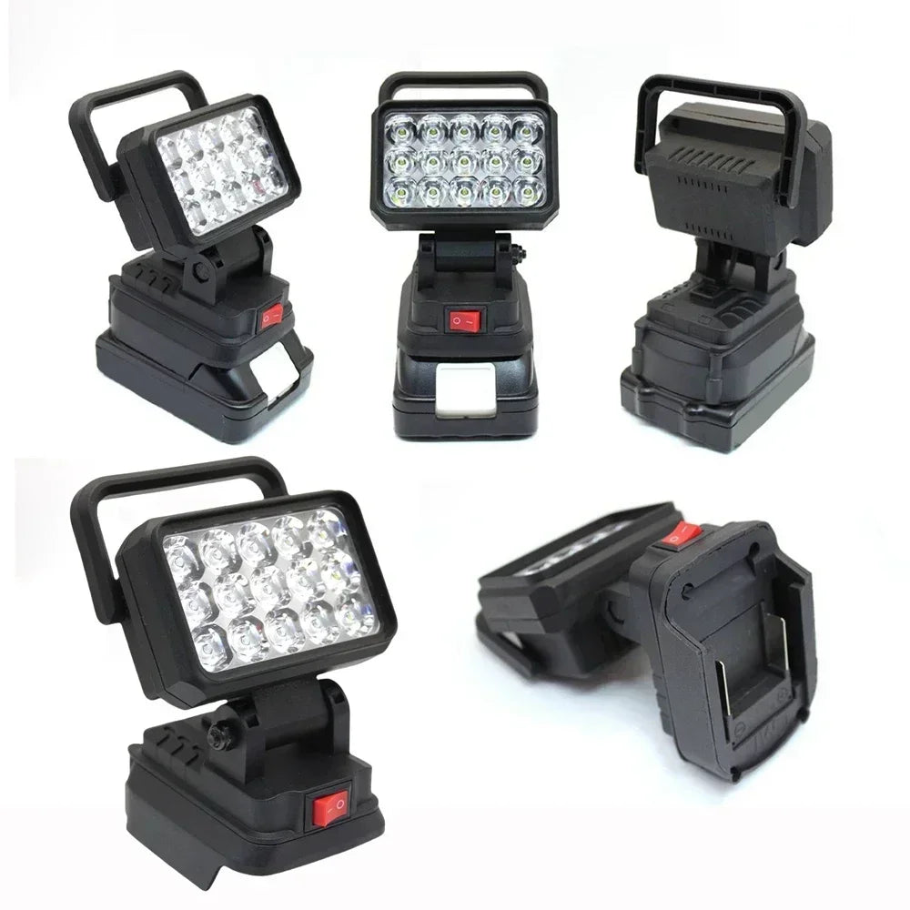 15-Bead LED Work Light – Portable Spotlight for 18V Li-ion Tool Batteries