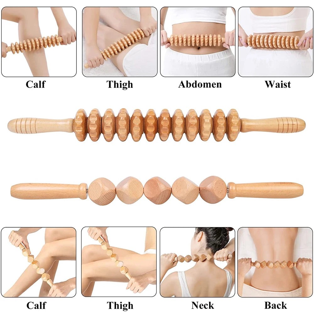 Wood Therapy Massager – Anti-Cellulite Gua Sha Tool, Deep Tissue Relaxation & Body/Face Lifting Roller, Maderoterapia Massage Tool