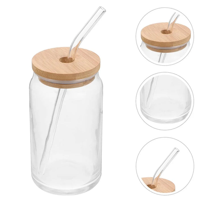 Mason Jar Coffee Mug with Straw and Lid – Iced Coffee Glasses, Beverage & Juice Cups