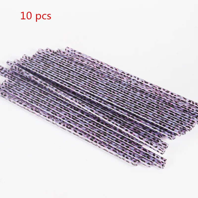 10/20pcs Reusable Leopard Print Plastic Straws – 230mm with Cleaning Brush