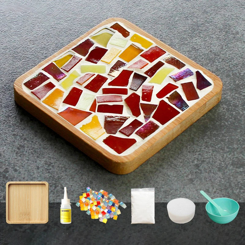 Handmade DIY Mosaic Cup Mat – Bamboo Bottom Pad for Early Education & Creative Crafting