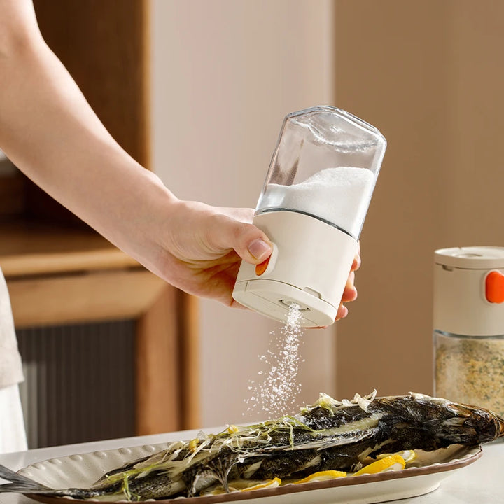 180ml Multi-Functional Quantitative Seasoning Pot – Press-Type Glass Seasoning Bottle, Salt Jar, Spice & Pepper Shakers