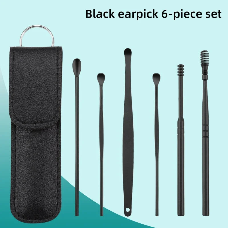 6pcs Earwax Removal Tool Set – Stainless Steel Earpick & Curette Kit