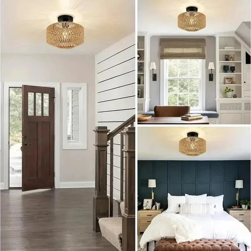 Natural Bamboo Rattan Ceiling Pendant Light