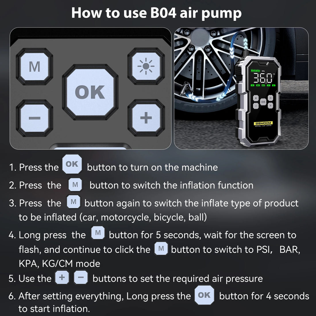 150PSI Car Jump Starter & Air Pump – 7000A Power Bank Emergency Booster