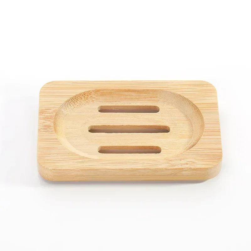 Natural Bamboo Soap Dish – Mildew-Resistant Wooden Drain Tray for Bathroom Use