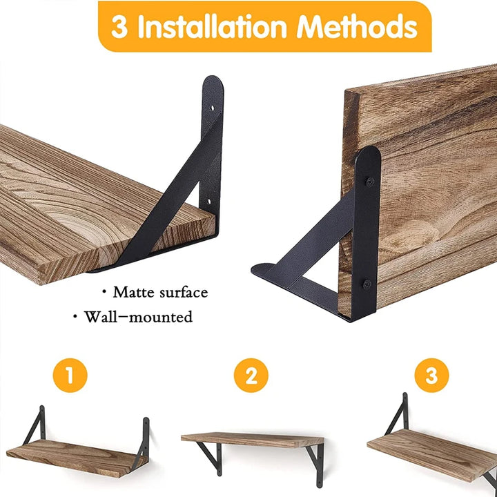 Floating Wooden Shelves - Wall Storage & Display Rack