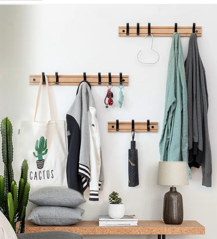 Nordic Style Bamboo Coat Rack – Bedroom & Living Room Clothes Hanger with Hooks