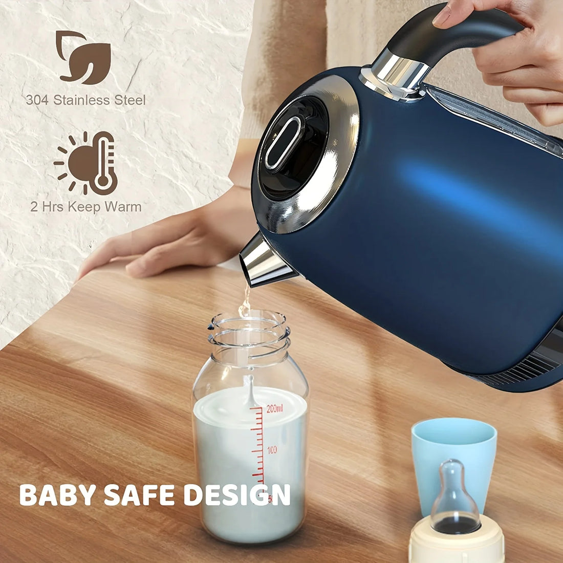 1.8QT Electric Kettle – US Plug, Temperature Control with 7 Heat Settings & LED Display (1100W)