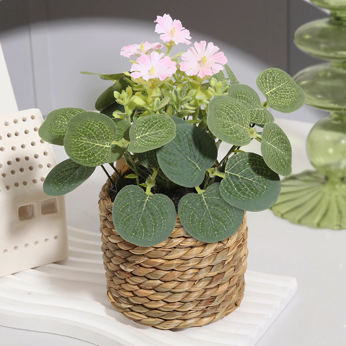 XIYA FLOWER Artificial Eucalyptus Potted Plant – 11cm Decor