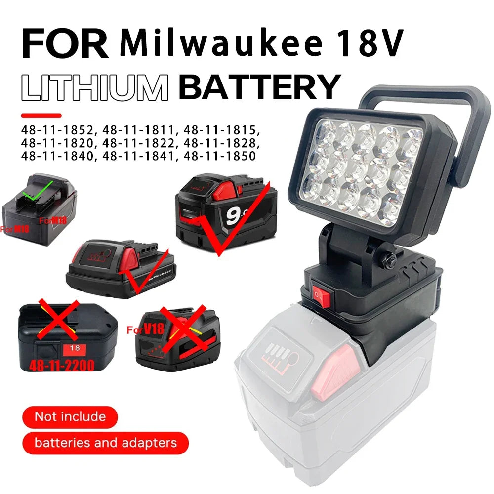 15-Bead LED Work Light – Portable Spotlight for 18V Li-ion Tool Batteries