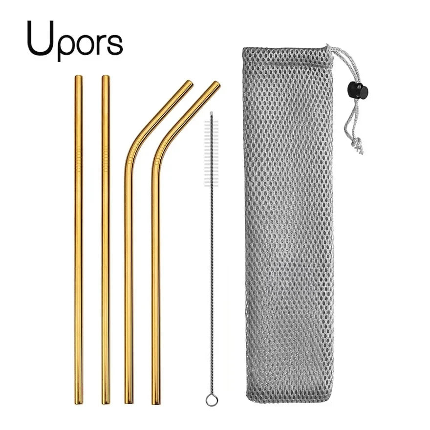 UPORS Reusable 304 Stainless Steel Straw Set