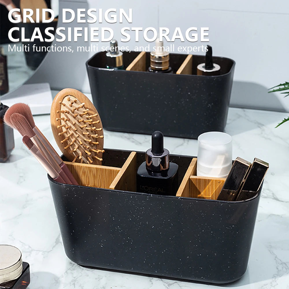 Bamboo Electric Toothbrush & Razor Holder – Bathroom Storage Stand for Toothpaste, Brushes, and Accessories