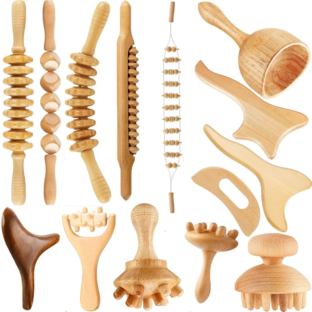 Wood Therapy Massager – Anti-Cellulite Gua Sha Tool, Deep Tissue Relaxation & Body/Face Lifting Roller, Maderoterapia Massage Tool