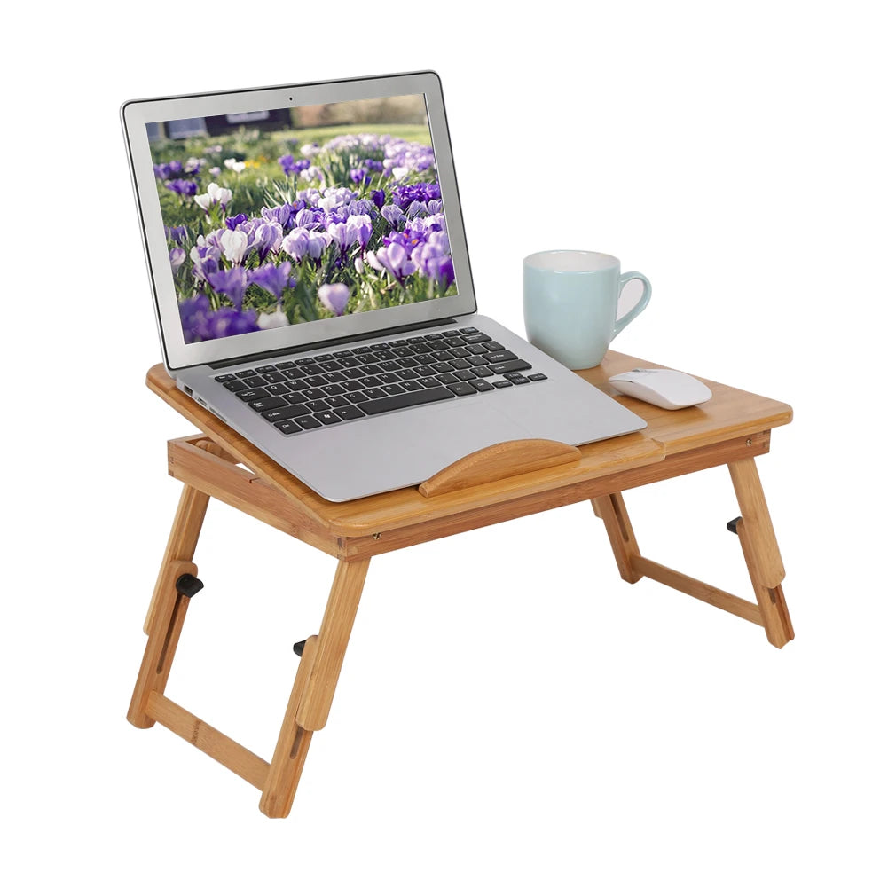 Adjustable Bamboo Bed Desk – Portable Lap Desk for Reading, Writing, and Laptop Use