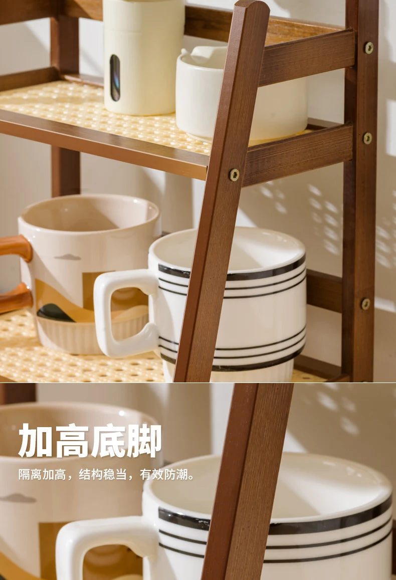 2-Tier Bamboo Kitchen Storage Rack & Organizer Shelf
