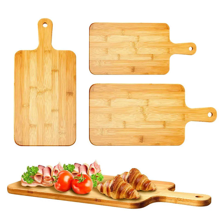 Bamboo Cutting Board with Handle – Large Wooden Serving & Chopping Board for Kitchen Use