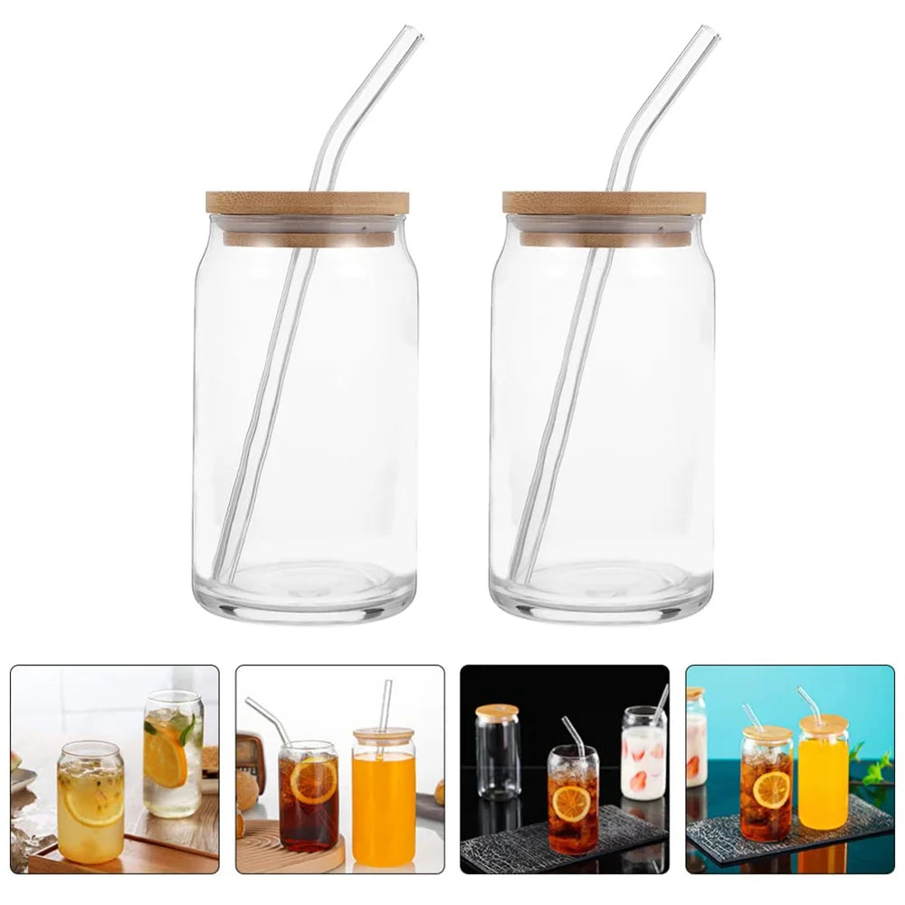 Mason Jar Coffee Mug with Straw and Lid – Iced Coffee Glasses, Beverage & Juice Cups