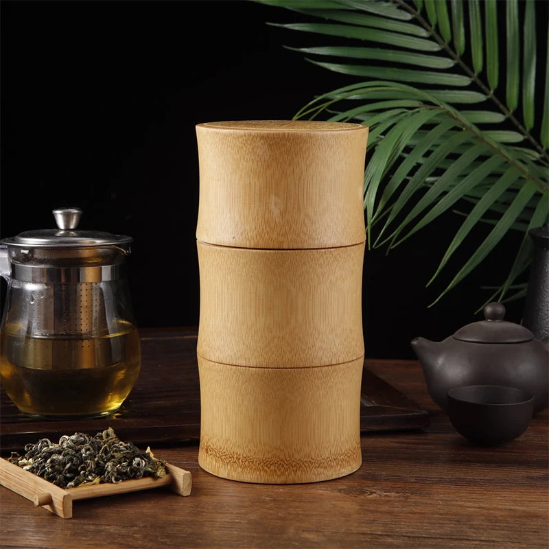 Natural Bamboo Food Storage Box – Eco-Friendly Tea, Nut, and Spice Storage Canister