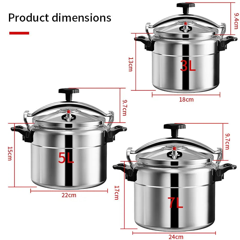 3L/5L/7L Professional Pressure Cooker – Heavy-Duty Aluminum Explosion-Proof Cooking Pot for Gas Cooker