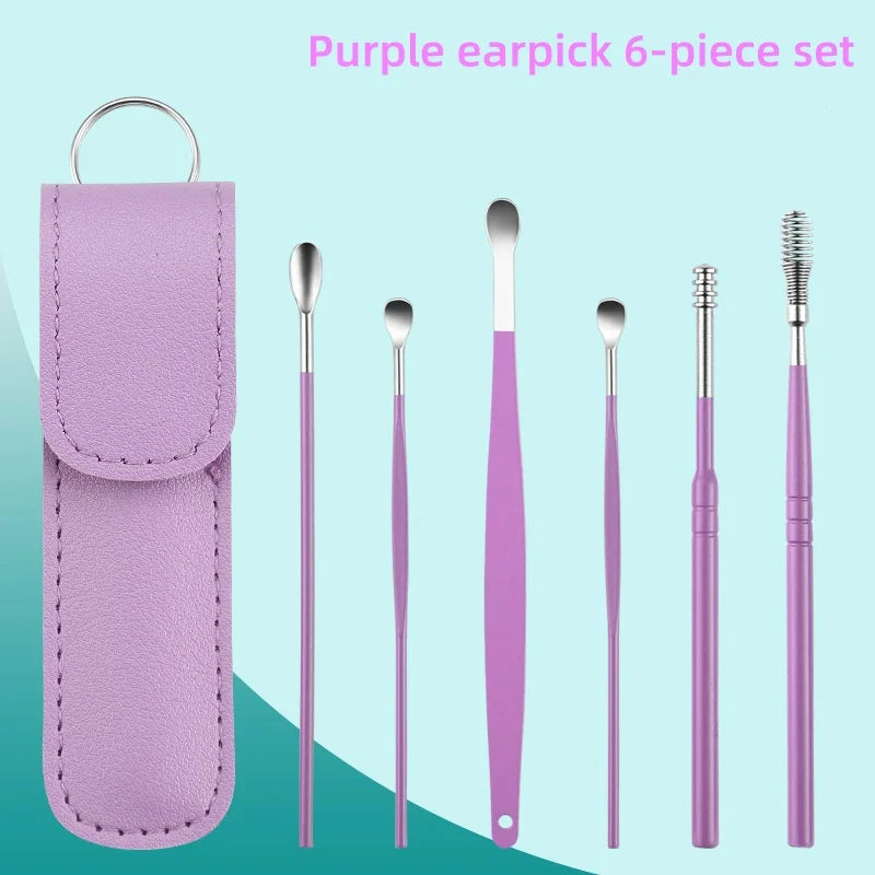 6pcs Earwax Removal Tool Set – Stainless Steel Earpick & Curette Kit