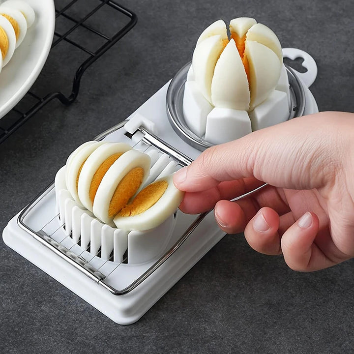 Multifunctional PP Base Egg Cutter – 2-in-1 Stainless Steel Wire Pull Egg Cutter, High-Quality Kitchen Accessory Tools