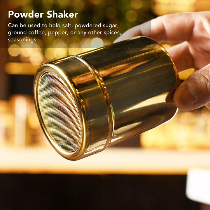 Powder Shaker – Stainless Steel Rust-Resistant Gold Fine Mesh Powder Sugar Shaker for Kitchen