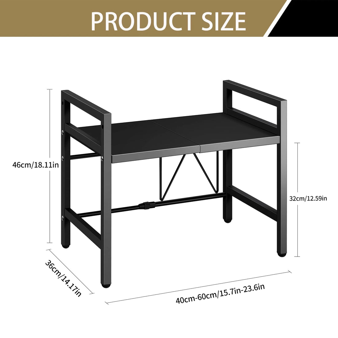 Expandable Microwave Shelf Organizer – 42–64cm Adjustable Countertop Rack