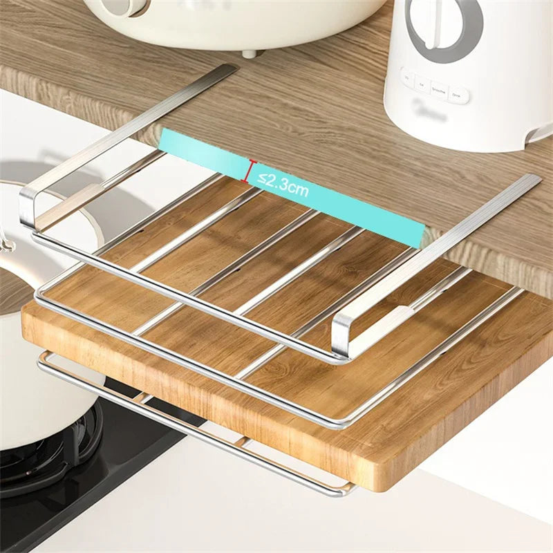 Stainless Steel Kitchen Hanging Organizer Rack – Hooks, Towel Bar, Pot Lid & Cutting Board Storage