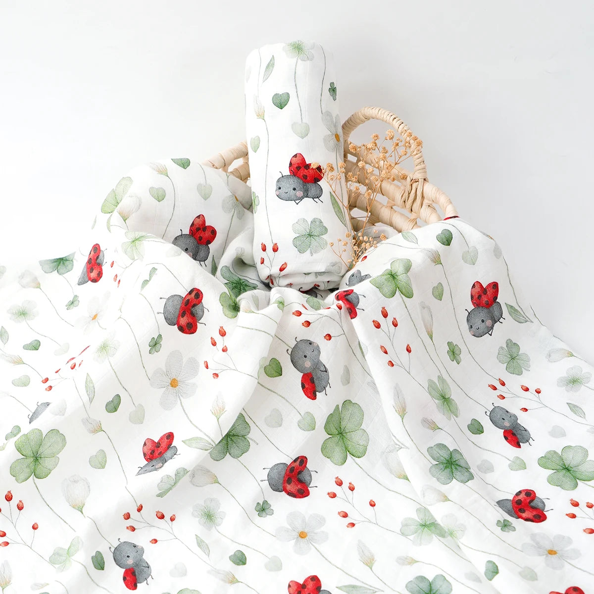 Elinfant Bamboo Cotton Muslin Swaddle Blanket – 120x110cm Baby Wrap Towel
