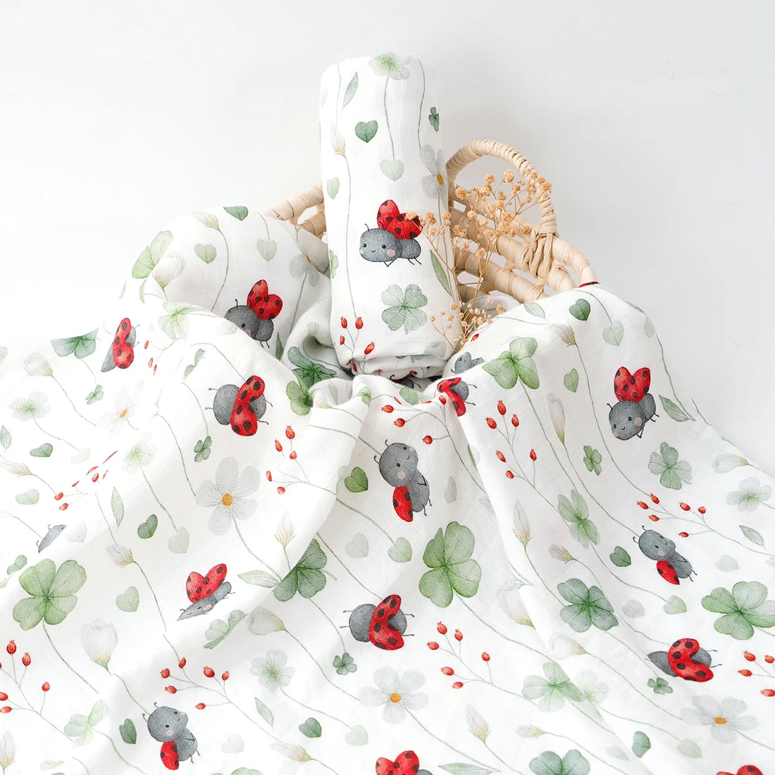Elinfant Bamboo Cotton Muslin Swaddle Blanket – 120x110cm Baby Wrap Towel