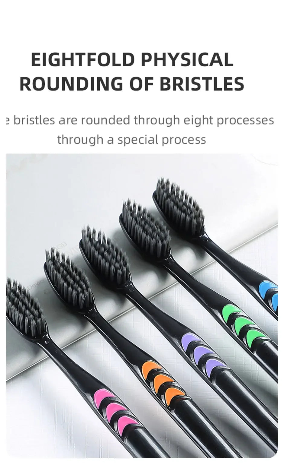 Jianpai Soft Bristle Toothbrush – Bamboo Charcoal Antibacterial Toothbrush for Adults