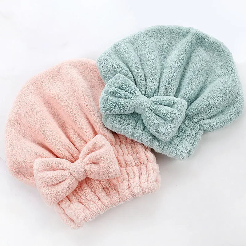Bamboo Hair Towel Wrap – Microfiber Hair Drying Shower Turban with Bowknot