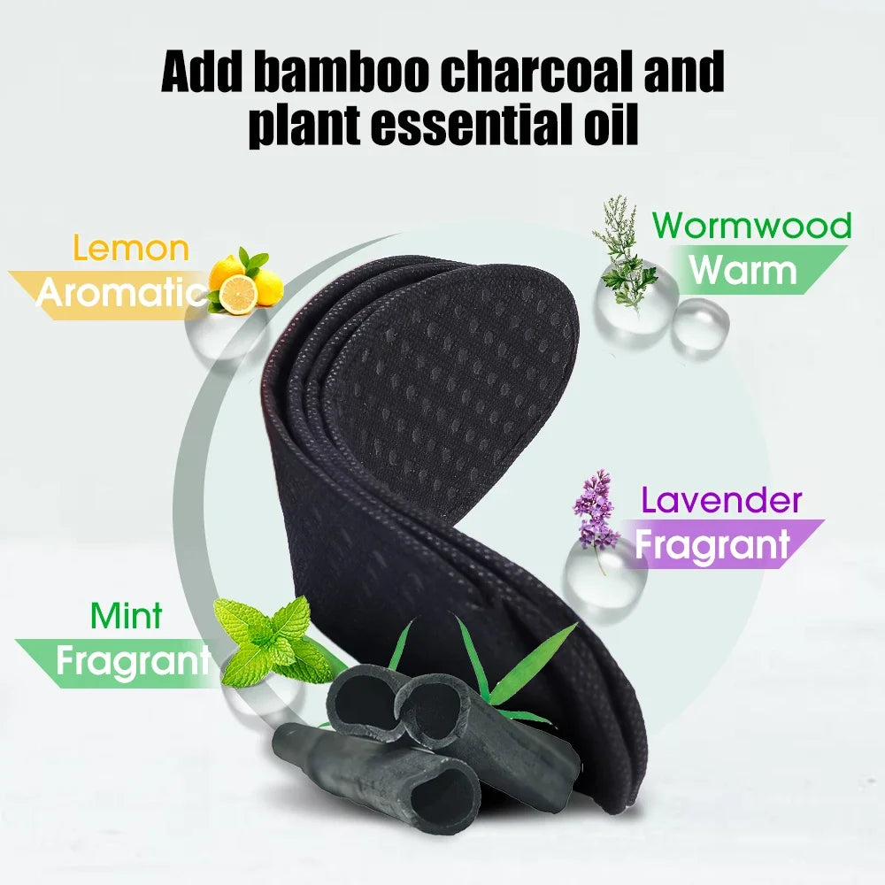2–6pcs Bamboo Deodorant Insoles – Breathable, Sweat-Absorbing Shoe Inserts for Men & Women