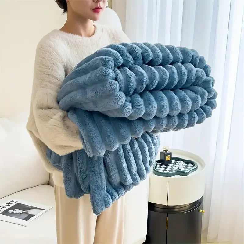 Rabbit Velvet Flannel Blanket – Thick & Warm Winter Comfort