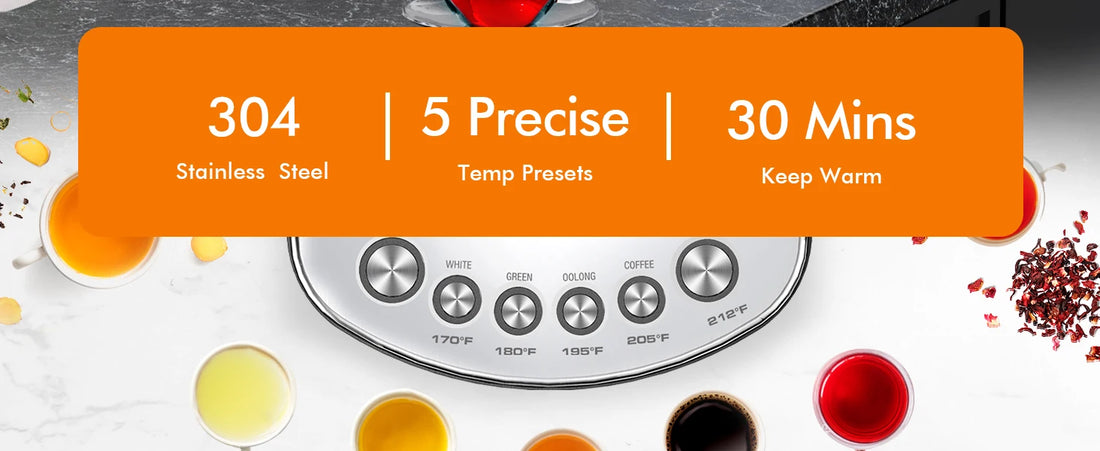 Electric Tea Kettle with Temperature Control – 5 Presets & Keep Warm Function, Red