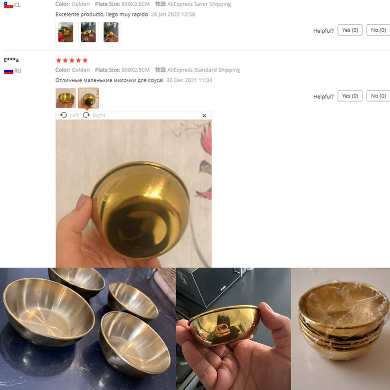 4PCS/2PCS Stainless Steel Golden Sauce Dishes – Appetizer, Seasoning, and Serving Dishes Set, Spice Plates, Kitchen Tableware