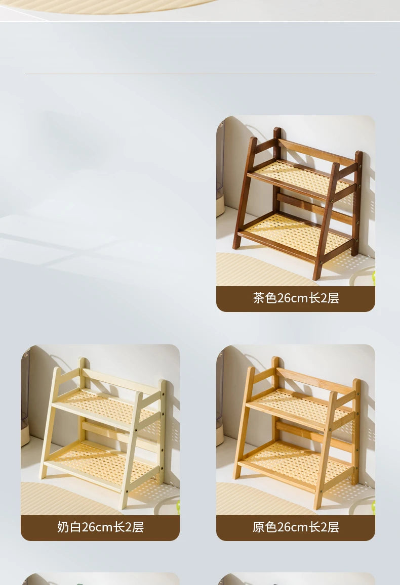 2-Tier Bamboo Kitchen Storage Rack & Organizer Shelf
