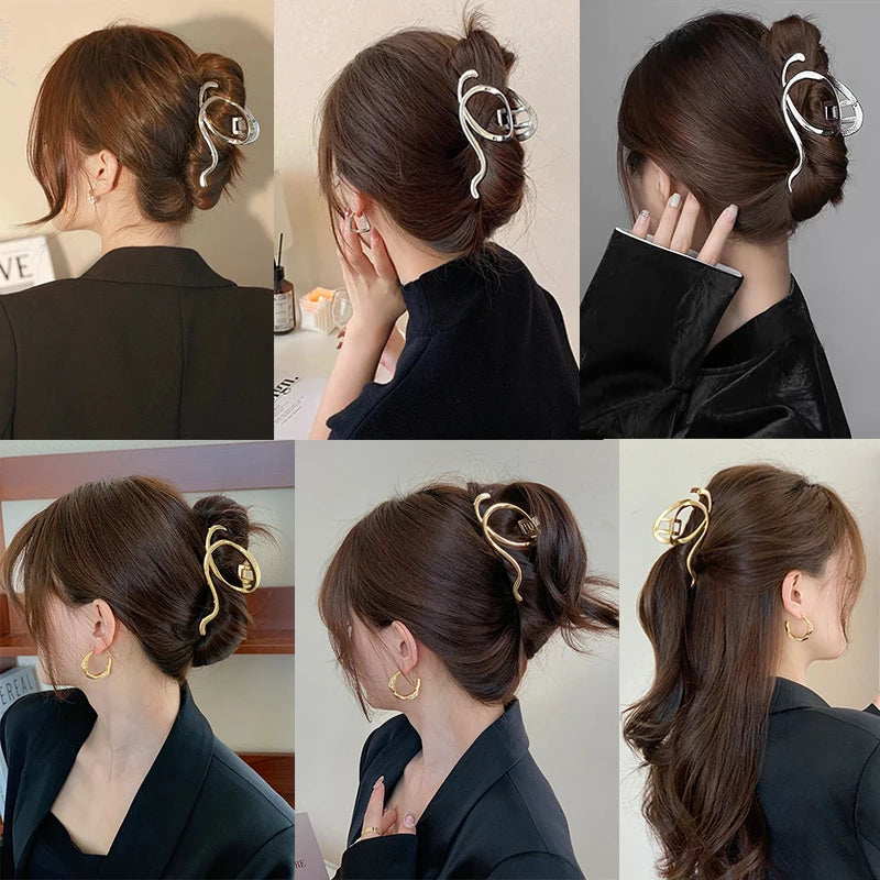 Metal Irregular Hair Claw Clips – Silver/Gold Punk Style Barrettes