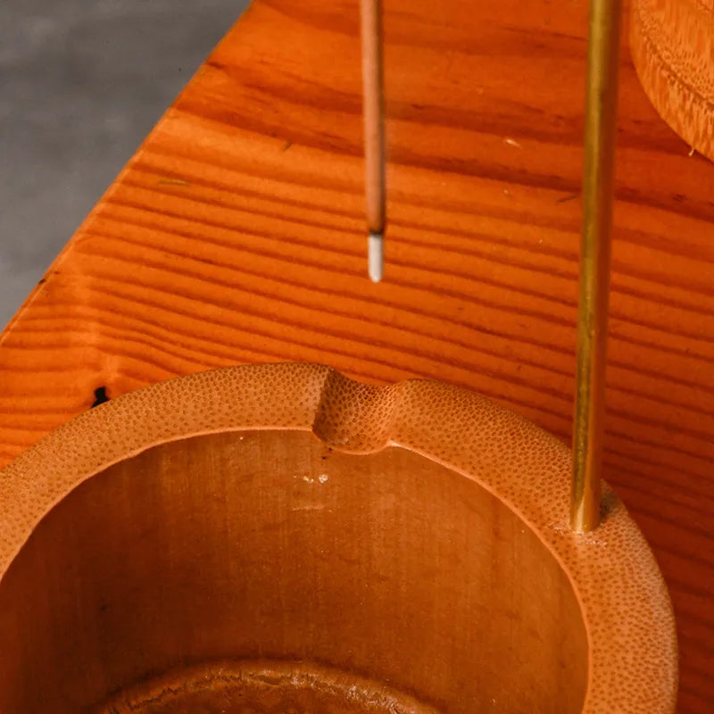 Natural Bamboo Incense Burner with Brass Holder