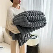 Rabbit Velvet Flannel Blanket – Thick & Warm Winter Comfort