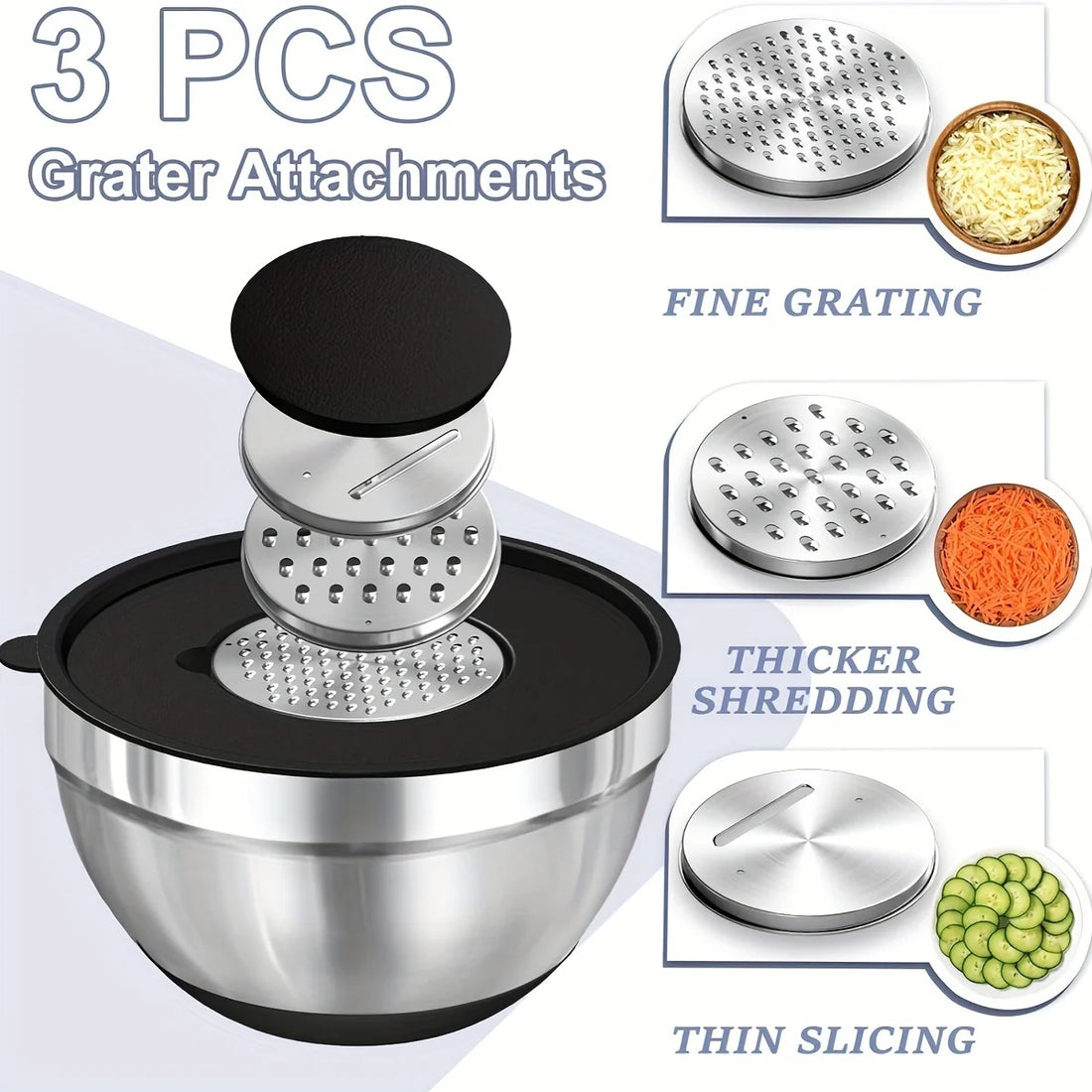 8pcs Stainless Steel Mixing Bowls with Airtight Lids – Set of Black Kitchen Bowls