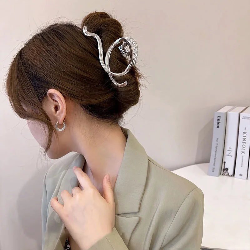 Metal Irregular Hair Claw Clips – Silver/Gold Punk Style Barrettes