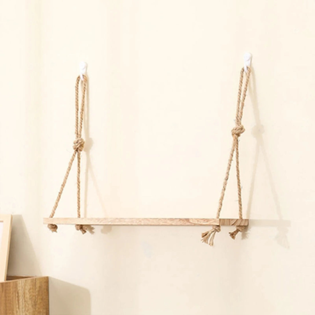 Wooden Hanging Rope Shelves – 1/2/3-Tier Wall Decor
