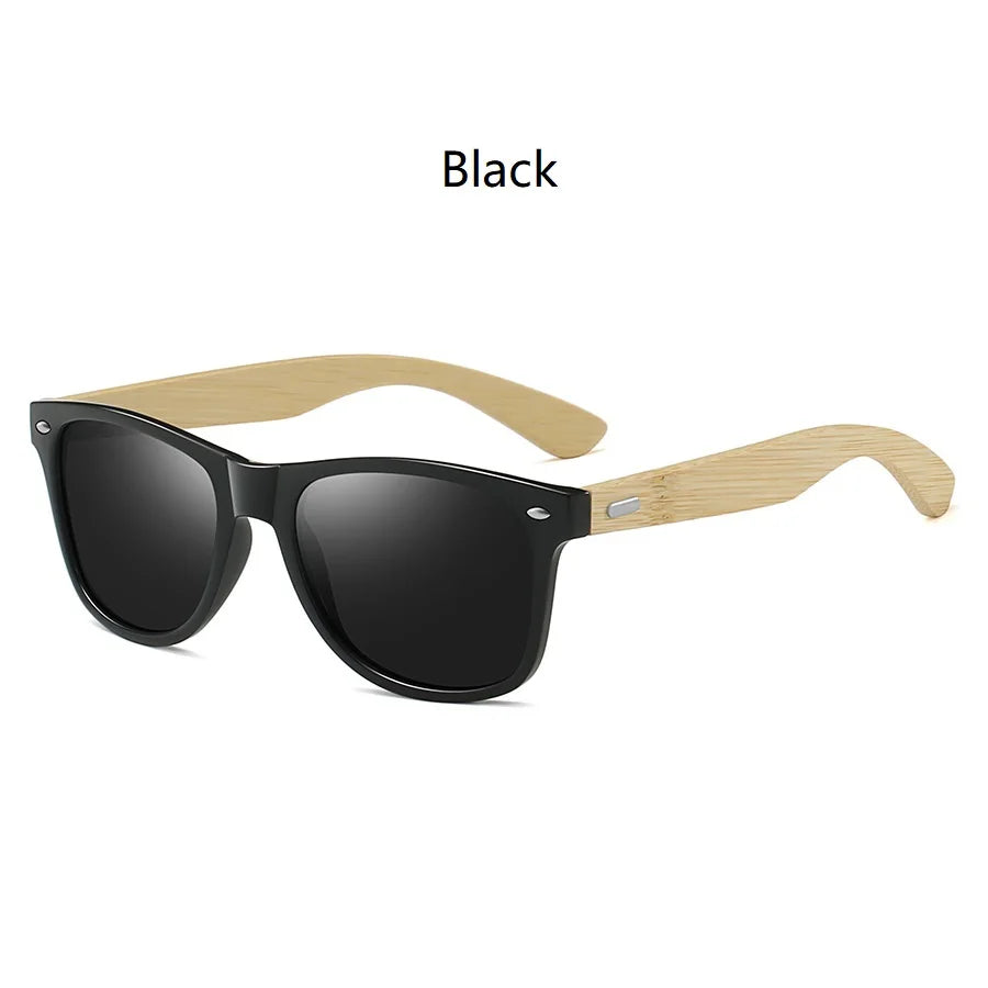 Fashion Bamboo Wood Vintage Square Sunglasses – Men & Women Luxury Brand Designer Sun Glasses, Wooden Driving & Fishing UV400 Eyewear