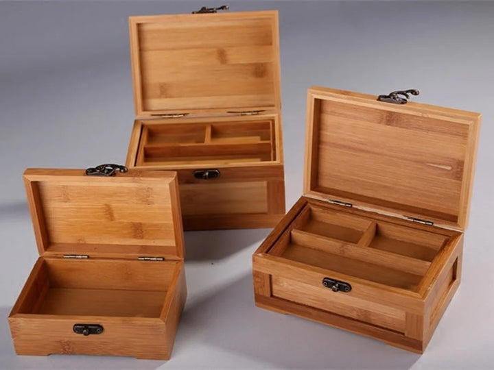 Bamboo Craft Princess Korean Jewelry Box – Wooden Jewelry Storage Box for Small Collections