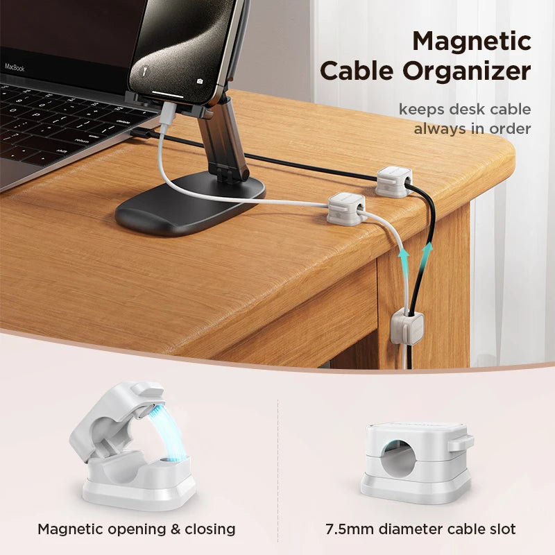 Joyroom Magnetic Cable Clips – 3/6 Pcs Adhesive Cord Organizer for Desk & Home Office