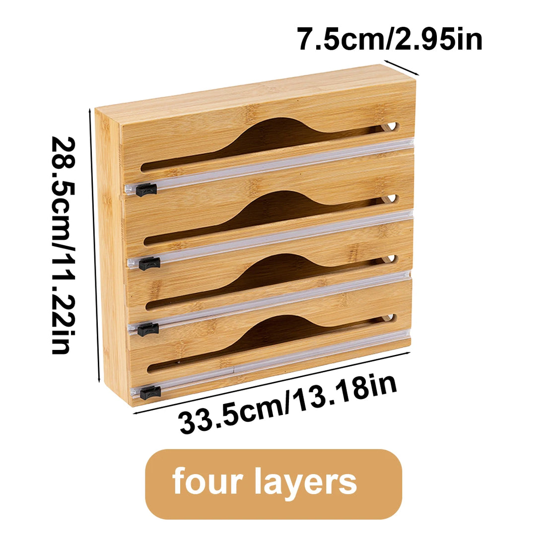 Bamboo Kitchen Wrap Dispenser with Foil & Film Cutter