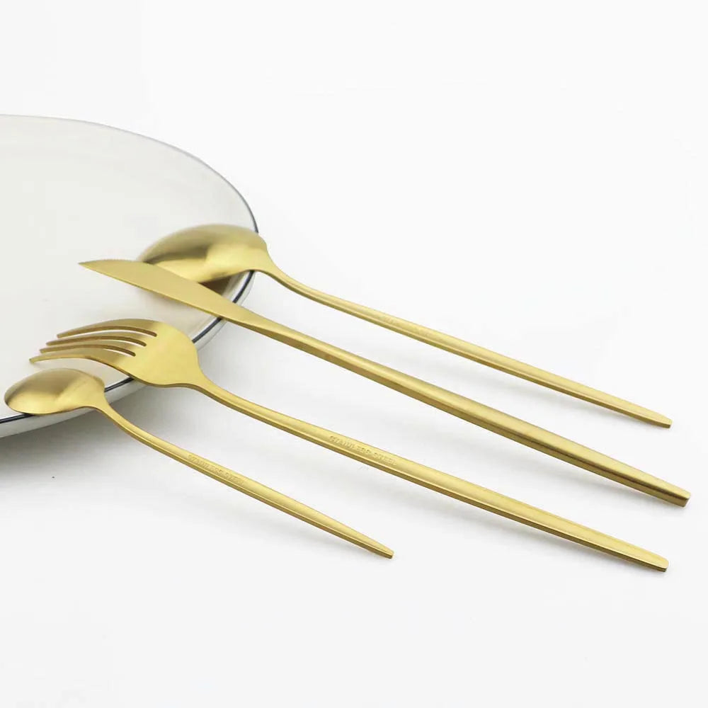 30-Piece Matte Stainless Steel Flatware Set
