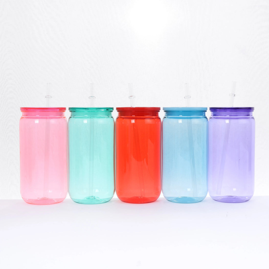 16oz Transparent Plastic Cup with Colorful Lid & Straw – Durable Drink Tumbler for Milk, Juice, Coffee
